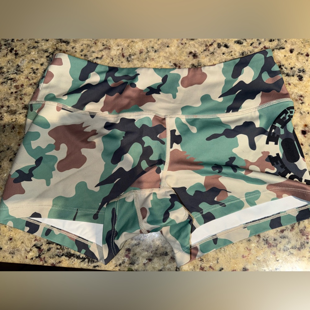 Feed Me Fight Me Camo Athletic Shorts Small